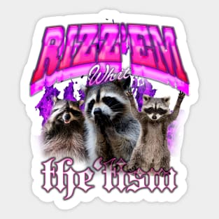 Rizz Em With The Tism Retro Shirt, Vintage Funny Raccoon Graphic Shirt, Autism Awareness, Raccoon Meme Sticker